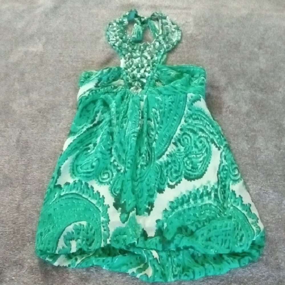 Elegant Green Paisley Dress